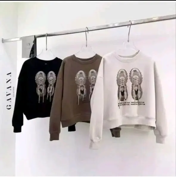 SWEATER WANITA SHOES BASIC KOREAN STYLE CREWNECK WANITA Fleece