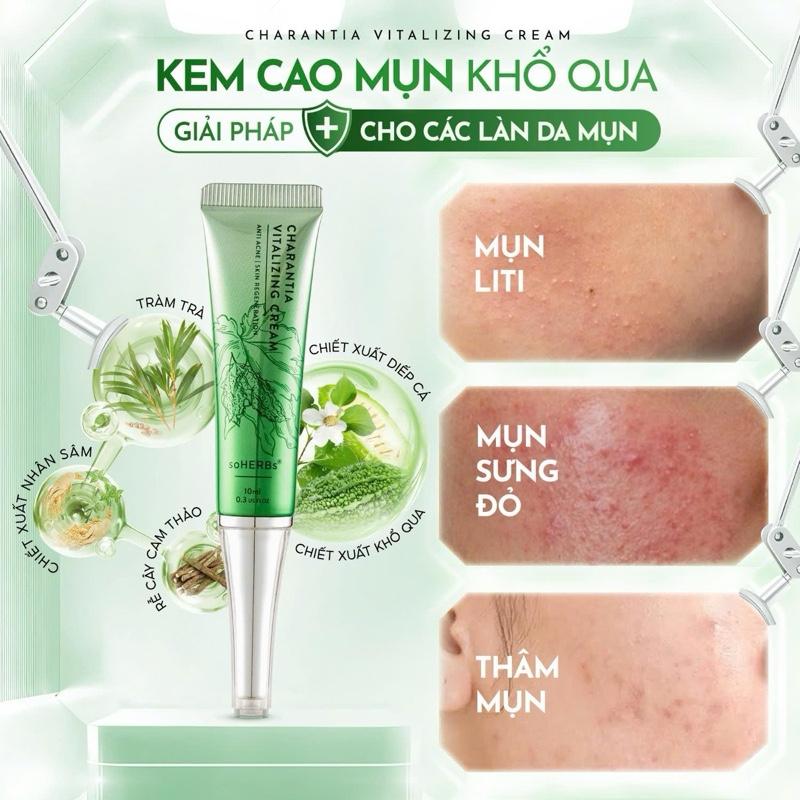 Kem Cao Khổ Qua 10ml Hỗ Trợ Giảm Mụn Skincare Kem Face Women Nữ Chăm Sóc Da Làm Đẹp Da không chứa silicon Kem Mụn Gel Mụn Nitran Soherb