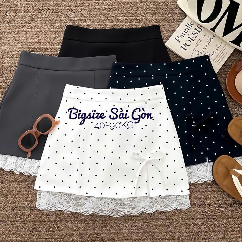 Thời Trang Bigsize Chân Váy Váy Phối Nơ Vải Chấm Bi Cao Cấp Cho Nàng 45 - 90Kg Nữ Bigsize Sài Gòn Top Women - B.1691