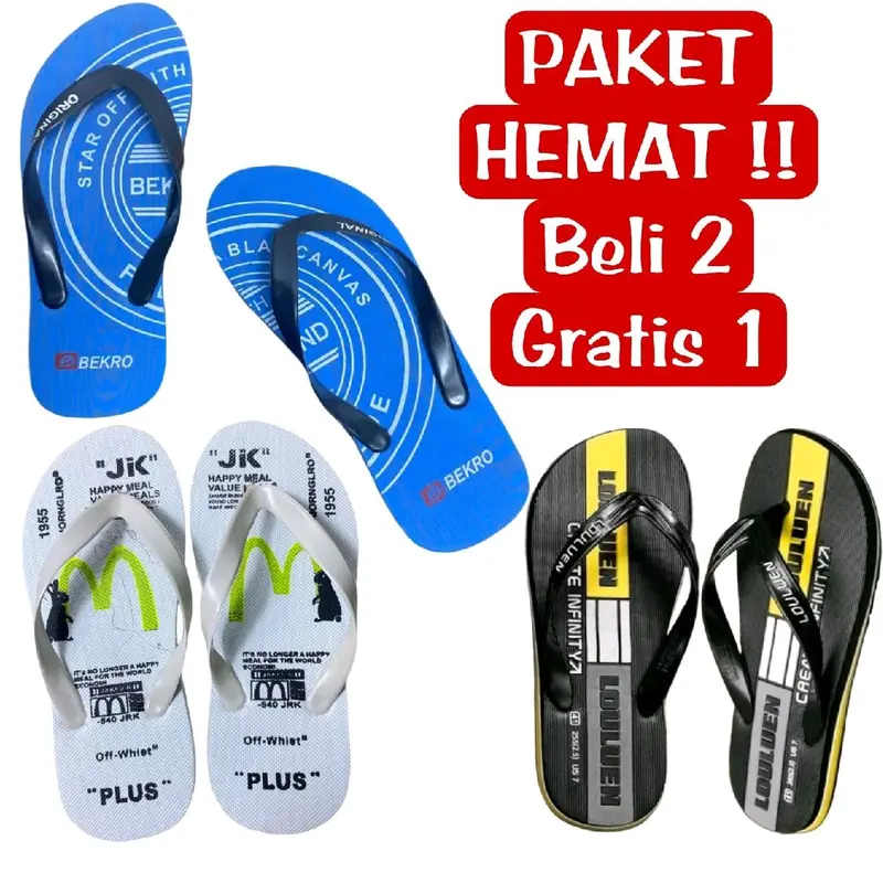 PAKET HEMAT - SANDAL JEPIT PRIA KEKINIAN MEWAH ELEGAN DAN NYAMAN DIPAKAI antiselip fleksibel ringan Murah, BELI 3 BISA DI MIX Sendal Karet 0