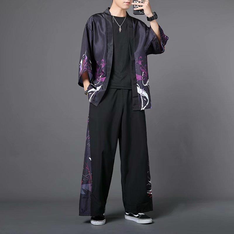 Product Introduction of Shirt three-piece set, summer casual sunscreen half-sleeve old-fashioned shirt set, unisex Menswear Overalls 9