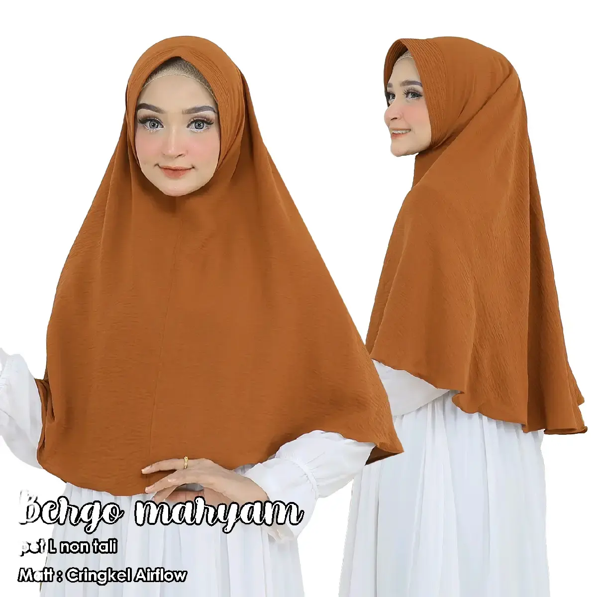 (71k Get 3) Muhajirin Hijab - KERUDUNG HIJAB INSTAN MARYAM CRINKLE AIRFLOW Pad/ (Size: L) Kerudung muslim Hijab Bergo Pet Instan Daily Panjang nyaman