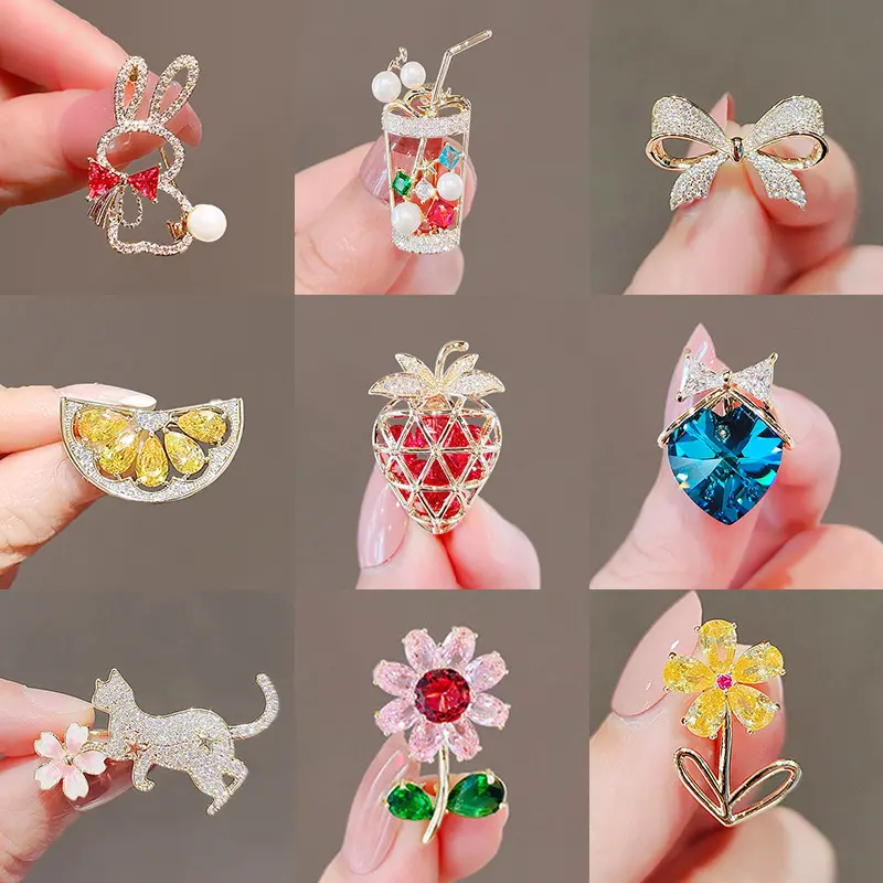 Trâm Cài Hoa Pha Lê Mini Dễ Thương Cho Nữ Và Bé Gái, Ghim Cài Ve Áo Kim Cương Giả Pha Lê, Áo Len, Áo Khoác, Quần Áo Kawaii Hàn Quốc