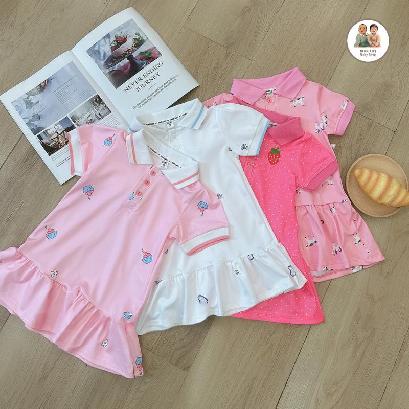  Quần Áo Trẻ Em Váy Bé Gái Vải Thun Cotton Hoạ Tiết Cầu Vồng Váy Polo Cho Bé Gái Mặc Đi Chơi Đi Học 