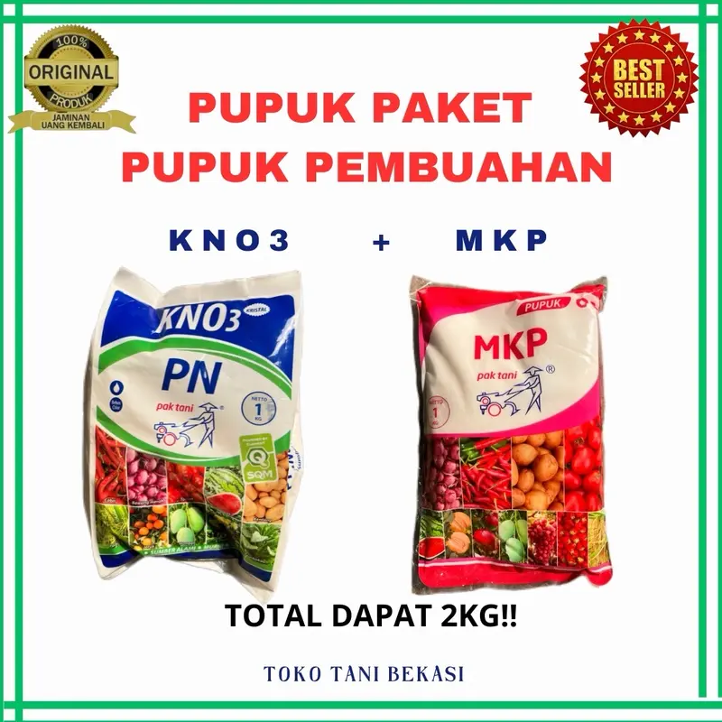 Paket Pupuk KNO3 PUTIH dan MKP Total Dapat 2KG untuk fase pembungaan dan pembuahan kemasan original pabrik 0