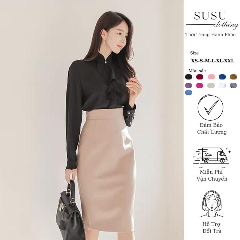  Chân váy công sở Chân váy bút chì dáng cơ bản có lót trong xẻ sau dài 68cm BC68 Susuclothing 