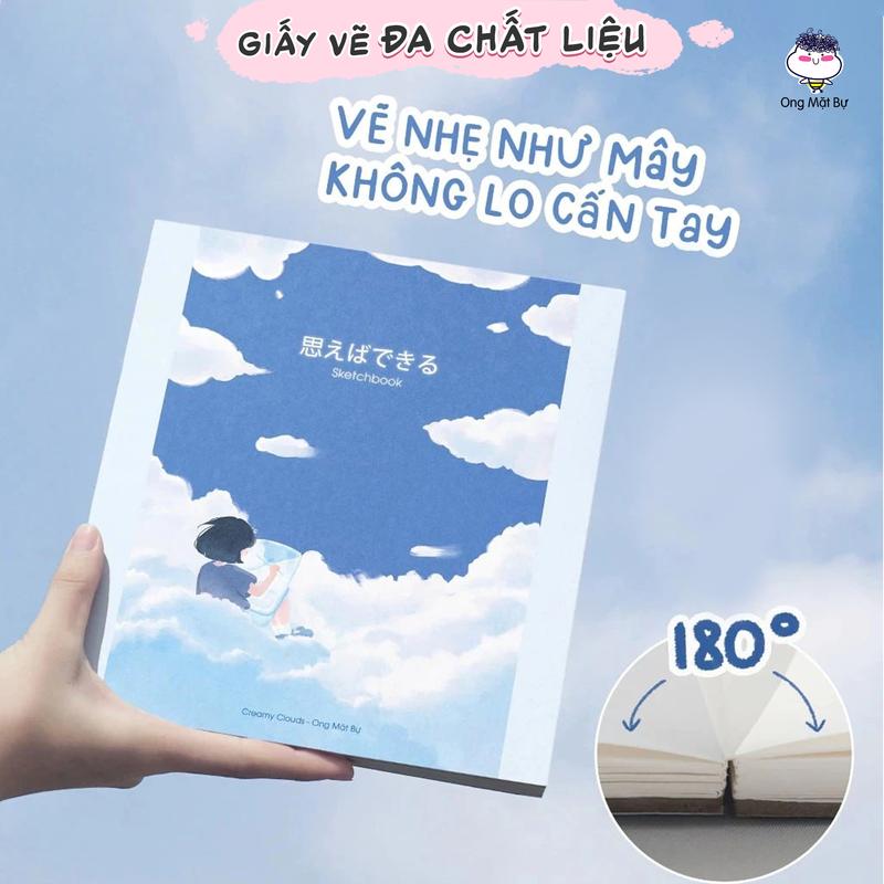  Sổ Vẽ Đa Chất Liệu Ong Mặt Bự - Sổ Phác Thảo Creamy Clouds - Sketchbook Không Kèm Tài Liệu Vẽ 