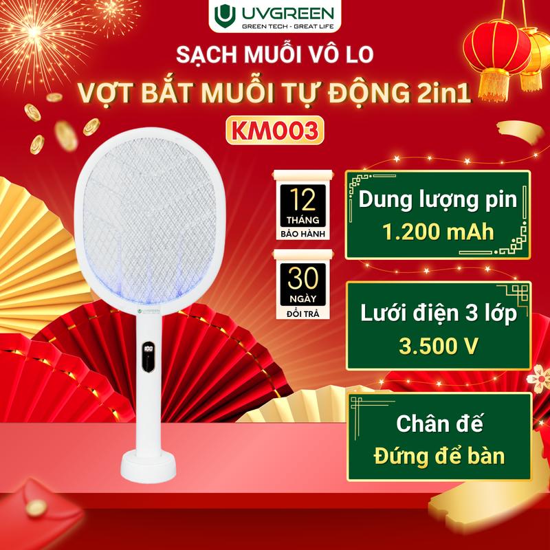  Vợt Bắt Muỗi Tự Động 2in1 UVGREEN KM-00X – Tự Động Bắt Muỗi Thông Minh – Cây Vợt Muỗi Sạc Điện Hiện Đại Loại Tốt Hiệu Quả Đã Tai – Bảo Hành Chính Hãng 
