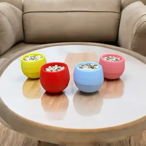 4pcs Vas bulat diameter 6cm warna warni sudah ada busa batu untuk bunga artificial