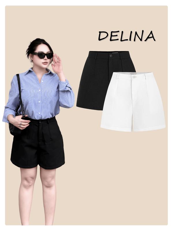 DELINA - Quần short công sở big size nữ cao cấp, form chữ A trên gối, sang trọng, thanh lích, big size nữ 55kg-100kg