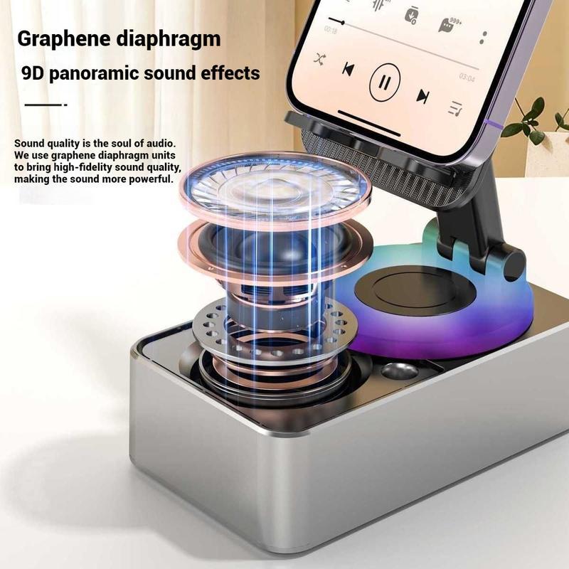 Product Introduction of Pemegang Telefon Bimbit, Fungsi 3-dalam-1 (Pembesar Suara Bluetooth, Pengecas Tanpa Wayar, Bank Kuasa) Phone Holder 2