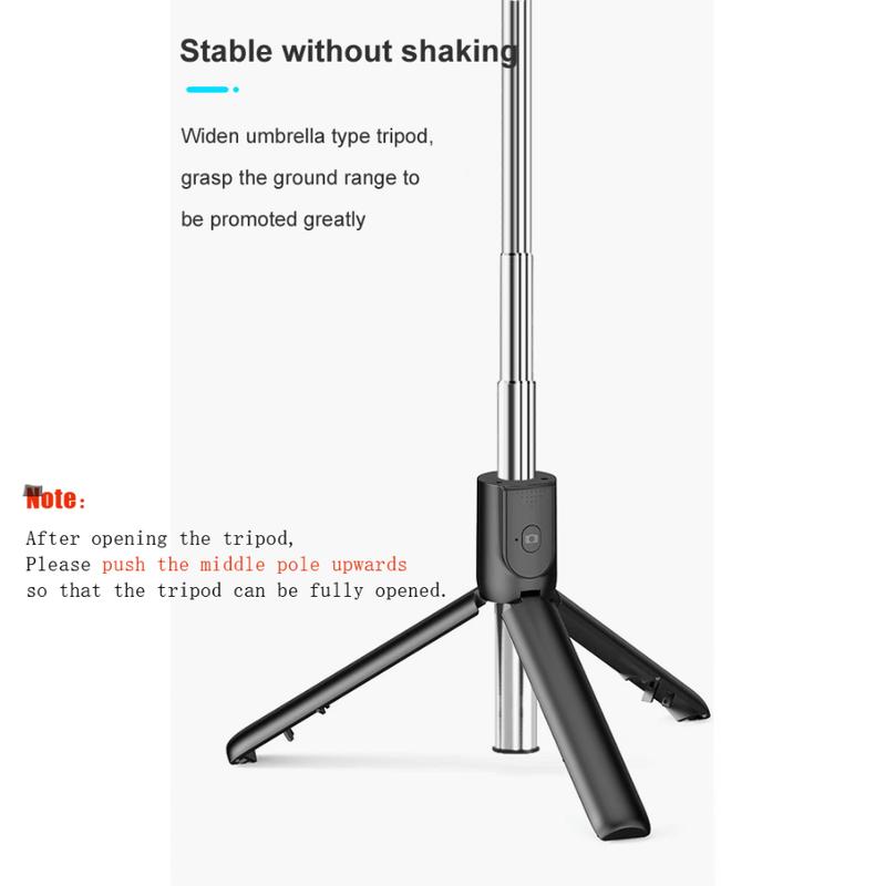 Product Introduction of 3 in 1 Bluetooth Selfie Stick Monopod Tripod Remote Control Detachable Shutter Extendable Handheld Holder With Light Accessories Cameras 18