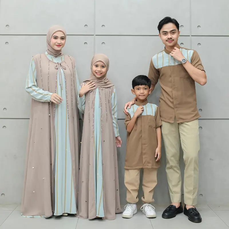 Aisyalina Id VOL 4 Sarimbit Collection Syella Set Series Pashmina Segiempat Bahan Bonita Motif Printing Mix Ceruti Polos Dress Gamis Wanita Outer Style 7