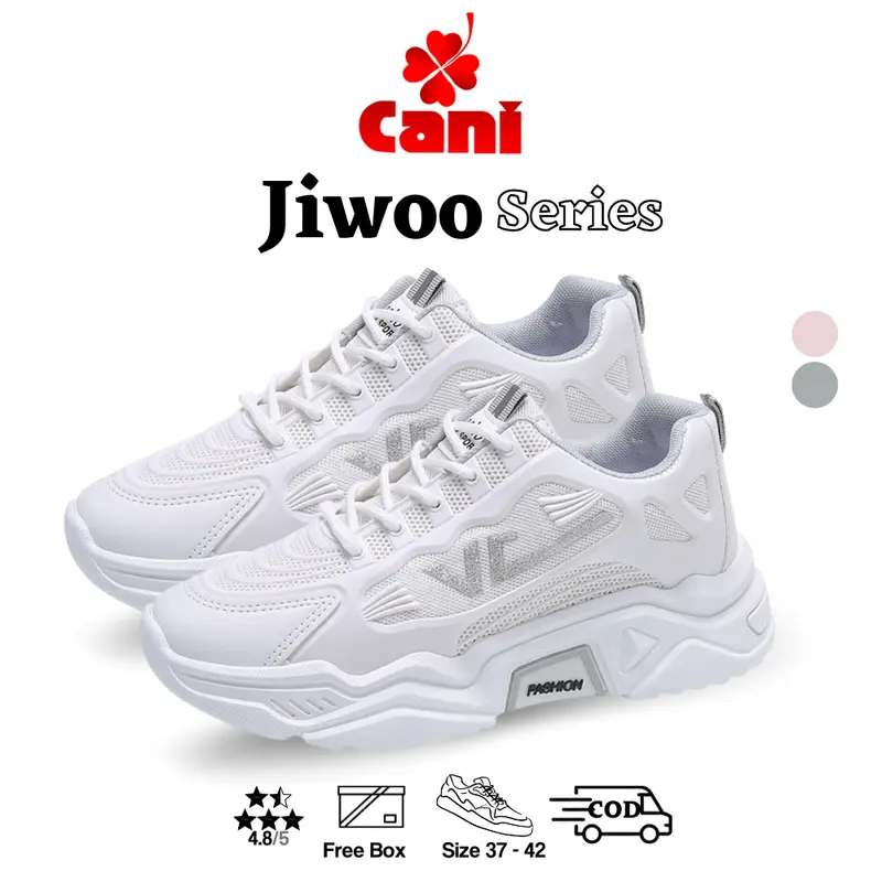 Cani "Free Box" (Size 37 - 42) Jiwoo Sepatu Wanita Sneakers Bertali Kasual Fashion Sport Anti Slip 9003 0
