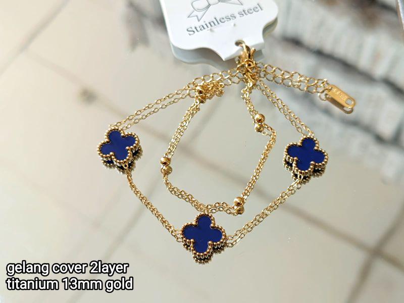 Product Introduction of Gelang Tangan Rantai Gold Bunga Boba Titanium 2 Layer Anti Karat Wanita - Bracelets 13