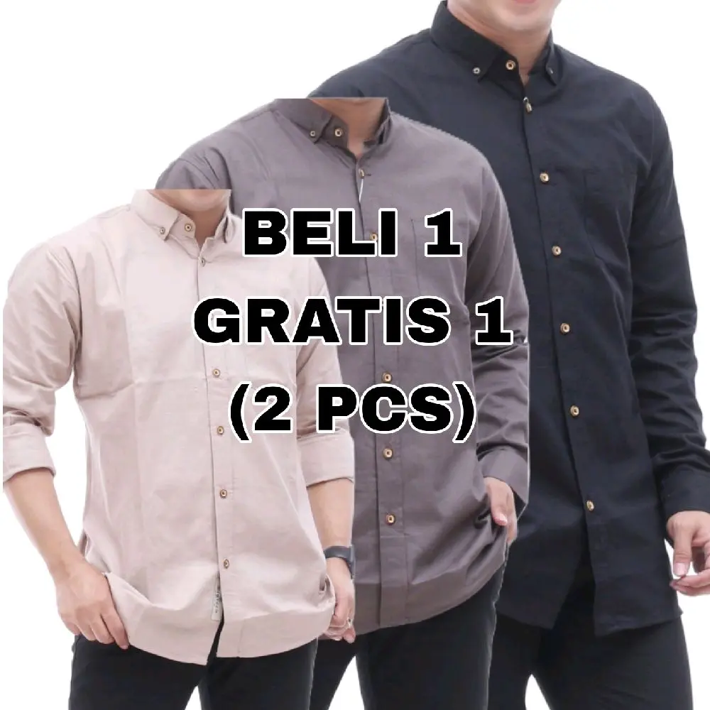 Promo Kemeja Lengan Panjang Beli 1 Gratis 1 Bahan Katun Sigaret Premium Pria Dewasa