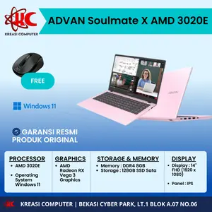 ADVAN Soulmate X AMD 3020e 8GB/128GB 14” FHD (1920x1080) IPS Windows 11 Garansi Resmi
