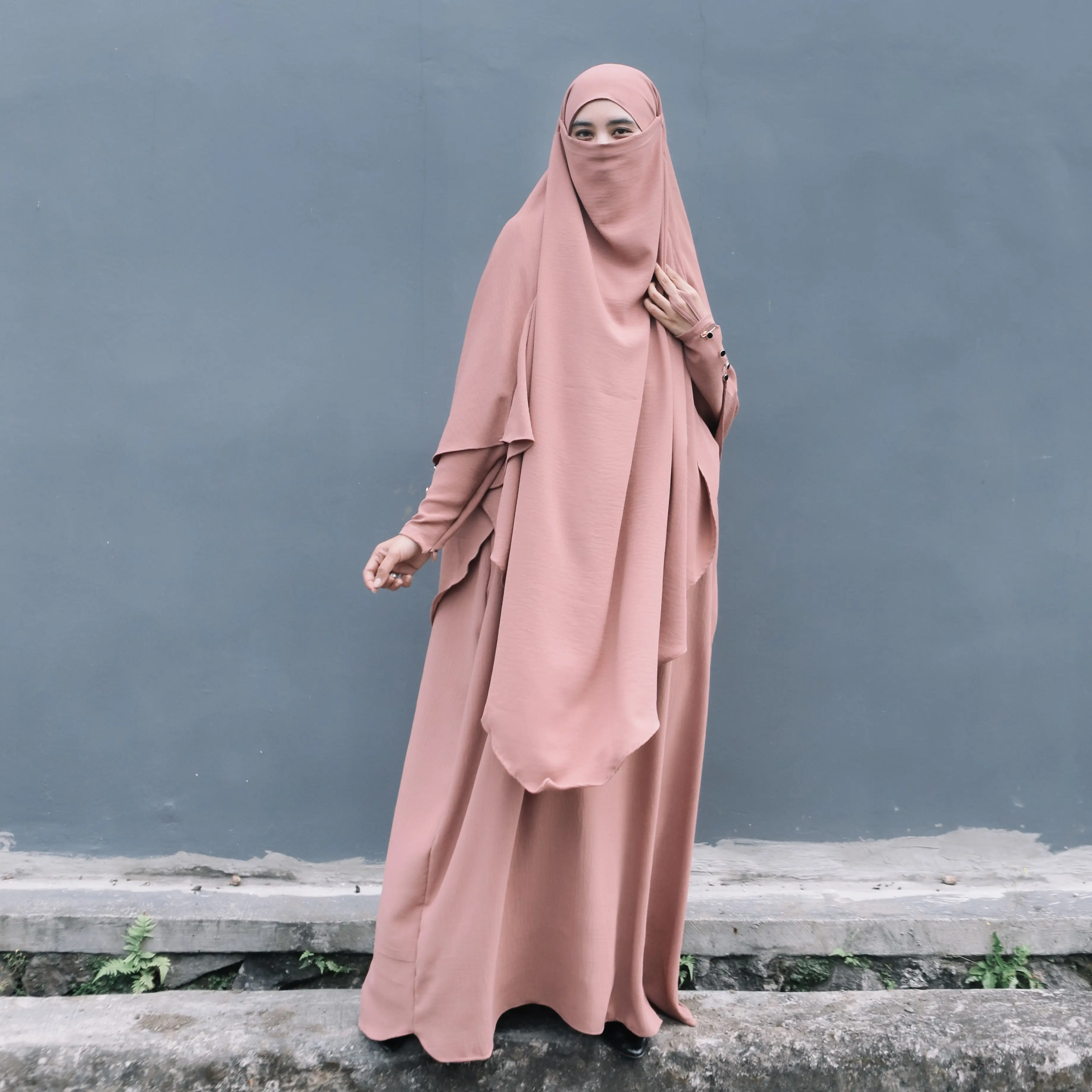 GAMIS Abaya Set French Khimar Inara Jilbab Turki Arab Wanita muslim Syari Crinkle Airflow Premium Jumbo Oversize Polos simple hitam Dewasa Lebaran Basic Mewah