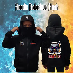 One e veero HOODIE BALACLAVA ANAK JAKET SWEATER ZIPPER GRATIS TAMBAH NAMA BAHAN FLEECE TEBAL GR 280 PREMIUM