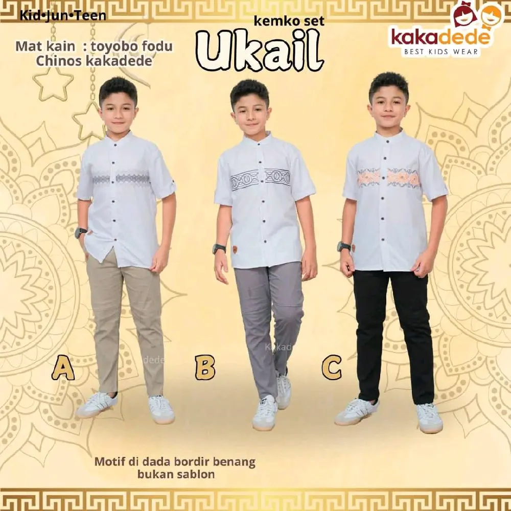 KAKADEDE SET KOKO UKAIL// SET KOKO BORDIR// SET KOKO ANAK TANGGUNG// SET KOKO PUTIH // SET KOKO CELANA CHINO