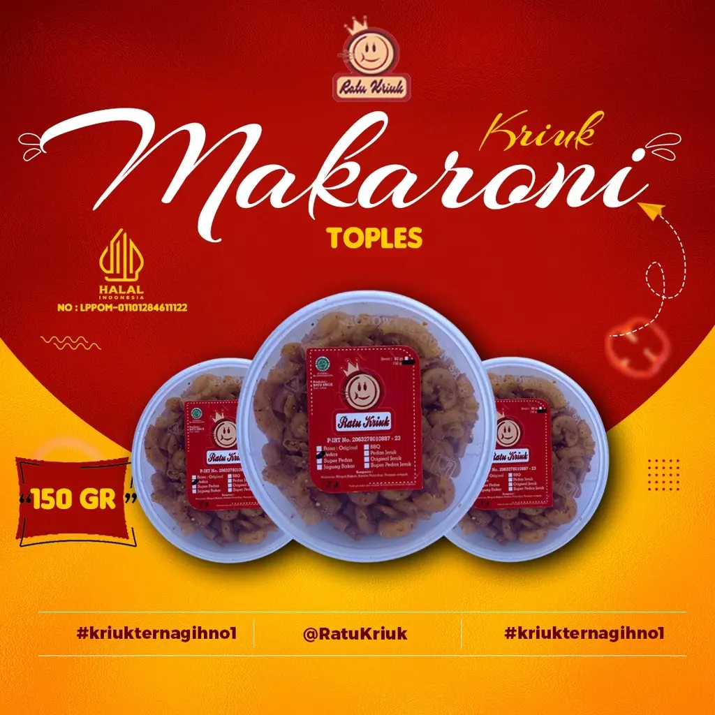 MAKARONI KHAST TASIKMALAYA BY RAJA SNACK (KEMASAN TOPLES 150GRAM) Goreng Jagung Pedas Bbq