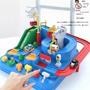 車のアドベンチャートラック駐車場おもちゃ、2色の車がランダムに付属する1箱分、親子で楽しむ教育用おもちゃ