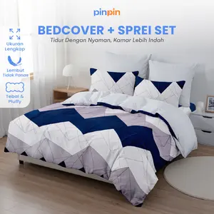 Bed Cover Set Sprei Kenzoo Mix Silver Microfiber Premium Ukuran Lengkap 180x200/160x200/120x200 - Pinpin Bedcover