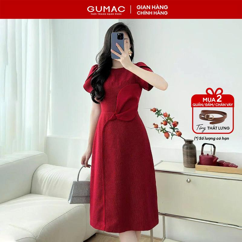 MUA 2 TẶNG THẮT LƯNG Đầm nữ dáng A tay cánh hồng thời trang GUMAC LDF1008