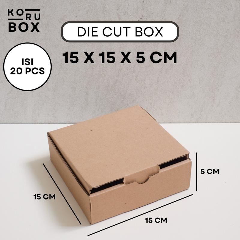 [ISI 20] KORU BOX Kardus Die Cut Mailer 15 x 15 x 5 cm Tanpa Sablon - Bahan B Flute Cokelat 1