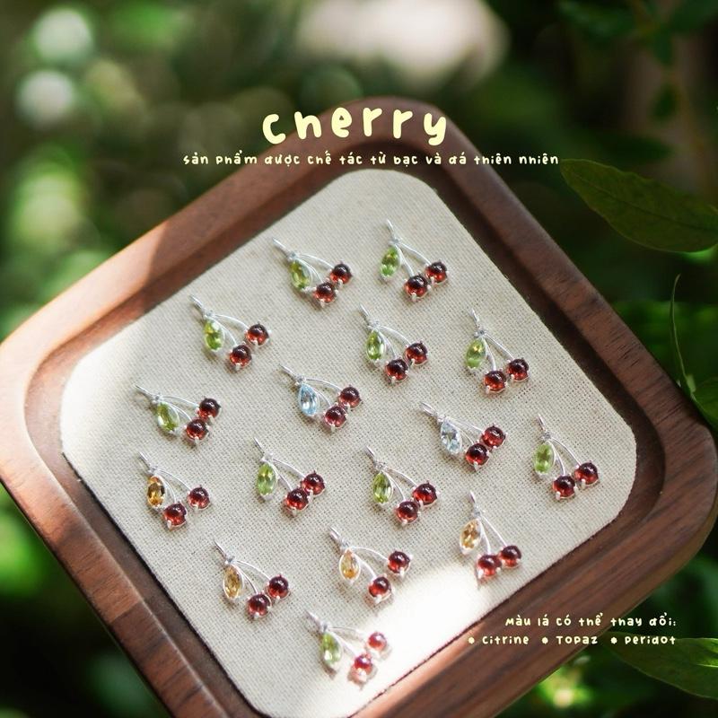 Dây chuyền Cherry quả mọng đáng yêu may mắn đá Garnet Citrine Peridot Topaz thiên nhiên - Xanh Jewelry