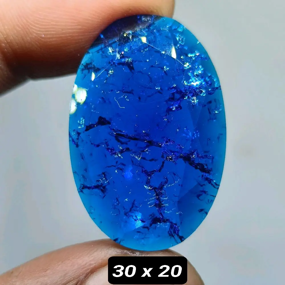 Batu Biru King Safir Cutting , Pecah Seribu , Jumbo 30 x 20 mm
