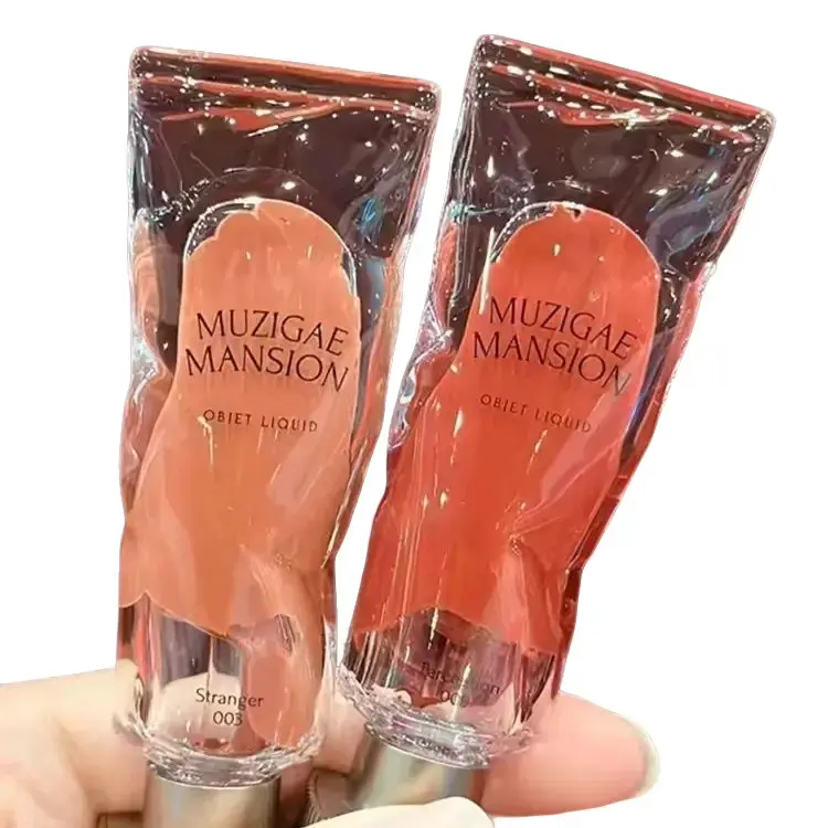 Muzigae Mansion Ice Cube Lip Lacquer Transparent Pigment Water Mist Velvet Matte Lipstick Lip Gloss Cute-Makeups Glossy Cosmetic Lip Care