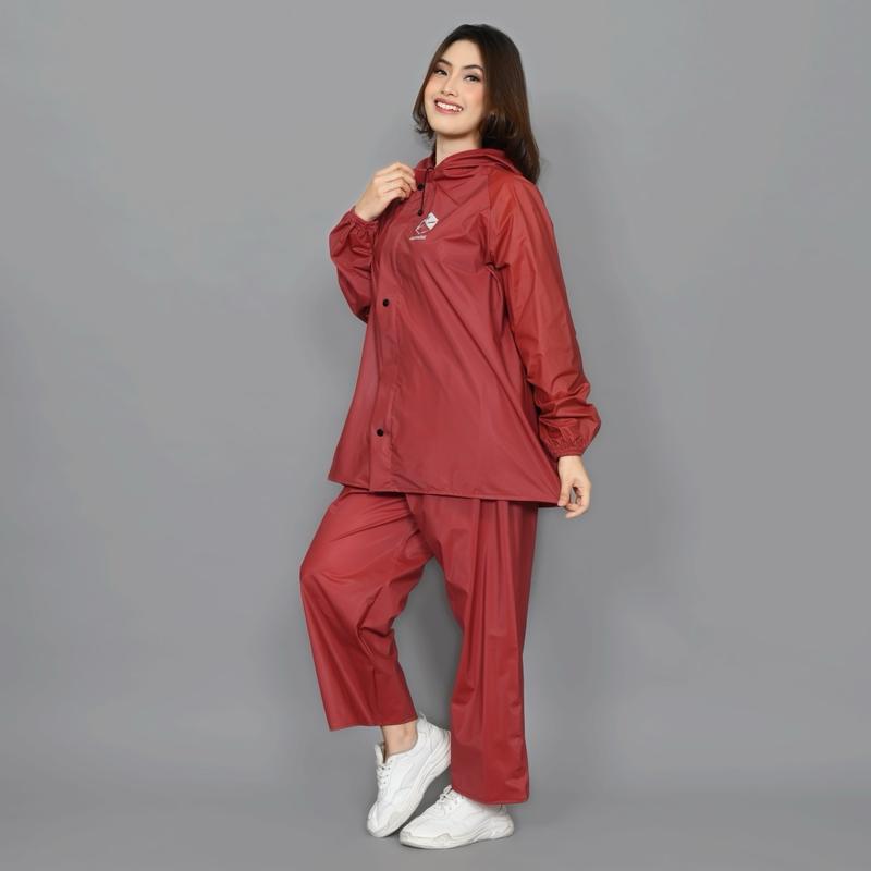 RAYENZ Jas Hujan Setelan Pria Wanita bahan PVC Tebal Anti Rembes tersedia warna Hitam Biru Army Merah dan Cream kedap air dan dapat digunakan kembali 9