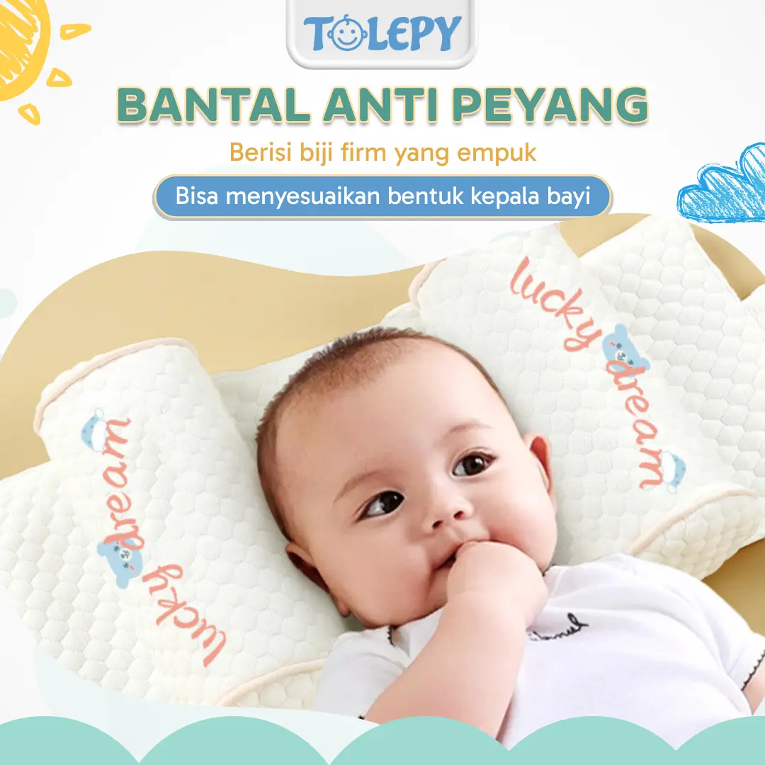 TOLEPY Bantal Newborn | Bantal Bayi Anti Peang | Stereotype Pillow | Anti Peyang