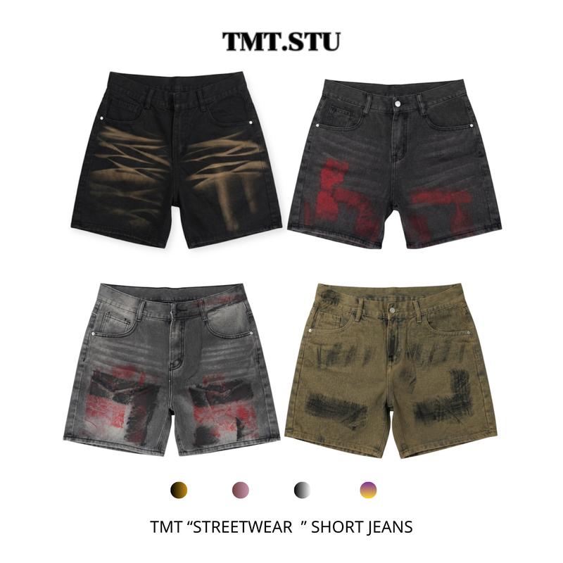 Quần Short Jean Streetwear Wash Loang Form Trên Gối TMT.STU, Jean Cotton Cao Cấp | TMTD46