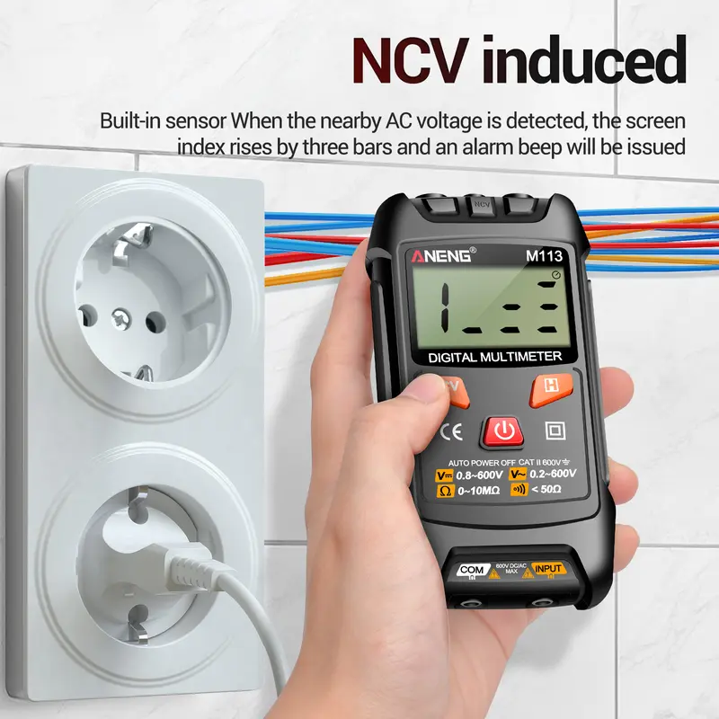 ANENG Digital Multimeter Portable NCV Non Contact 1999 Count 600V - M113 - Black 4
