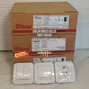 Broco Saklar Broco Galleo Paket Grosir 1 Dus Isi 10pcs Original SNI Saklar Engkel Saklar Seri & Saklar Stop Kontak Kualitas Terjamin untuk Kebutuhan Listrik Anda