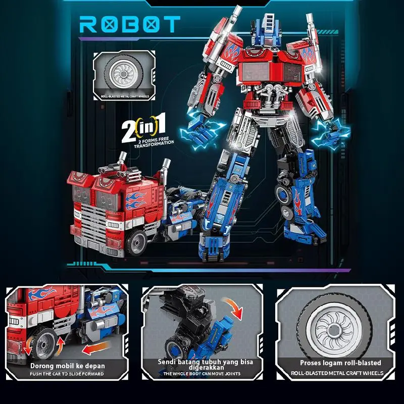 igoods.rose Mainan robot mainan blok bangunan mainan pencerahan blok bangunan pendidikan 3D keren untuk anak laki-laki 7