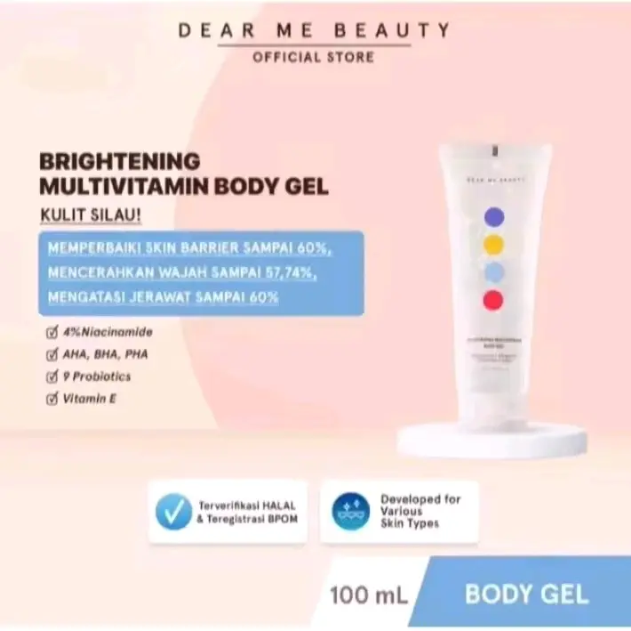 Gel Tubuh Multivitamin Pencerah Dear My Beauty - Mencerahkan, Perawatan, Lotion, Cleanser, Wajah, Facial, Niacinamide