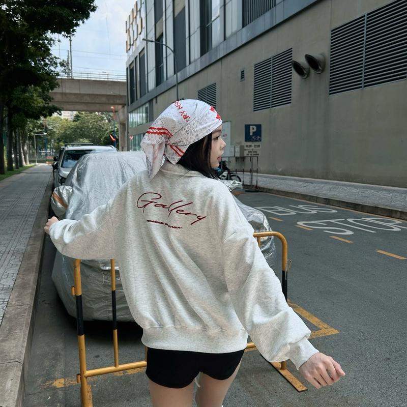  Áo Khoác Nỉ Gallery Form Boxy  logo thêu  NEVASOME - Nỉ 2 Da 3 Màu Dài Tay Nam Nữ 