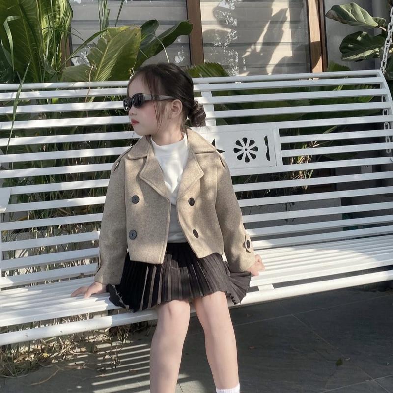  Áo khoác dạ ép hai lớp có lót bên trong dành cho bé gái  9-38kg  