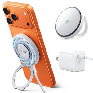 「TORRAS Ostand AirCircle ワイヤレス充電器」【Qi2.2認証25W×スマホ熱対策】置くだけ急速充電器 高回転ファン 放熱重視 Magsafe充電器 スマホ充電スタンド 超薄軽量 1.5m充電ケーブル＆45Wアダプタ同梱 PSE認証済み iPhone12-17/ AirPodsシリーズなどに対応 外出·デスク作業·Web会議に最適