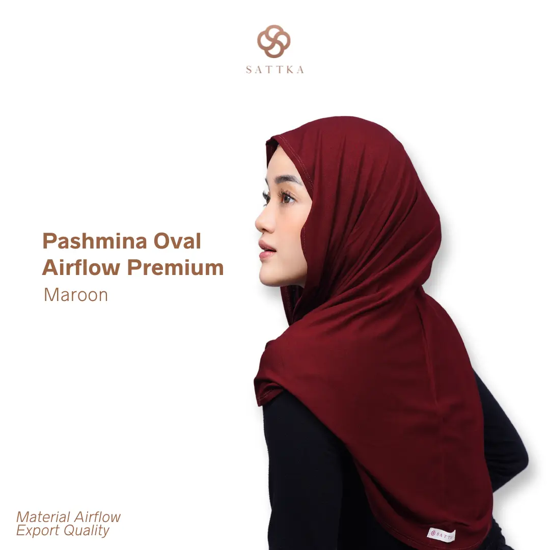 Pashmina Oval Airflow Sattka / Adem Lentur Ringan Jatuh Anti Pusing Anti Badmood