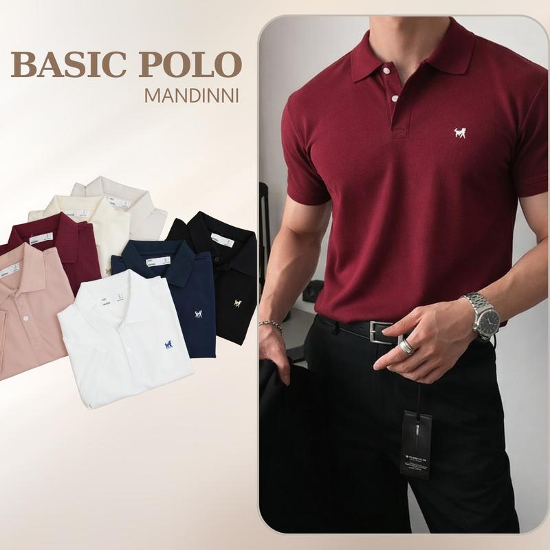 MANDINNI- UPDATE MÀU MỚI Áo Thun Nam Cao Cấp Polo COTTON BASIC Cổ Bẻ MANDINNI Menswear Có Cổ Thiết Kế Tinh Tế Vải Cotton Pique Cao Cấp Thoáng Khí