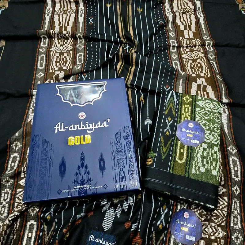 Sarung Al Anbiya Rayon Super Printing - Motif Muslim Lembut untuk - Dewasa, Katun, Hitam, Keren, Kotak 1