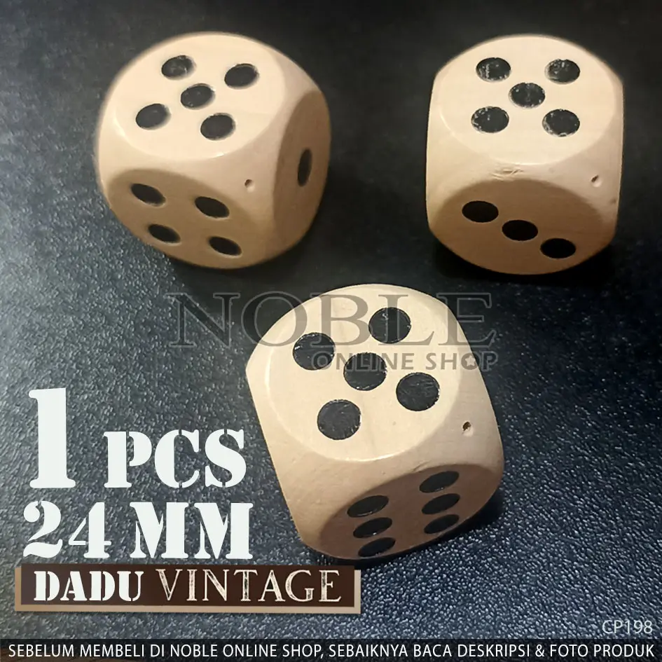 Dadu 24 mm Dice Kayu Vintage Unik Natural Pelengkap Bidak Game Board