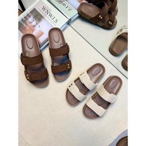 Dép nữ 1 quai ngang chất da mềm mại 3 màu trẻ trung - tiệm của KAO