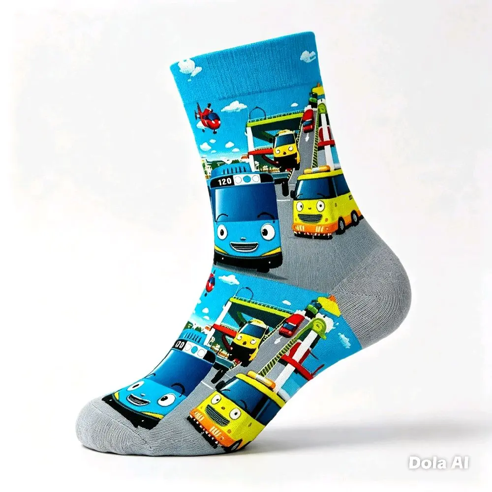 Kaos kaki anak dg motif Tayo bahan premium nyaman untuk sehari hari sepatu pantofel