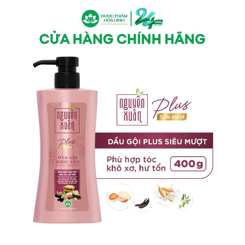 {Mới} Dầu gội Dược liệu Nguyên Xuân Plus Siêu mượt 400g - Dành cho tóc khô xơ,…