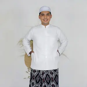 Baju Koko Haibah Santri Habaib Habib Polos Bahan Adem Saku Samping Lengan Panjang katun muslim Model Ammu Kazimi Pria Dewasa